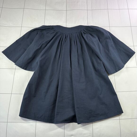 Pomander Place Top Womens Medium Navy Blue Finley Flutter Sleeve V Neck Pullover - Picture 4 of 9
